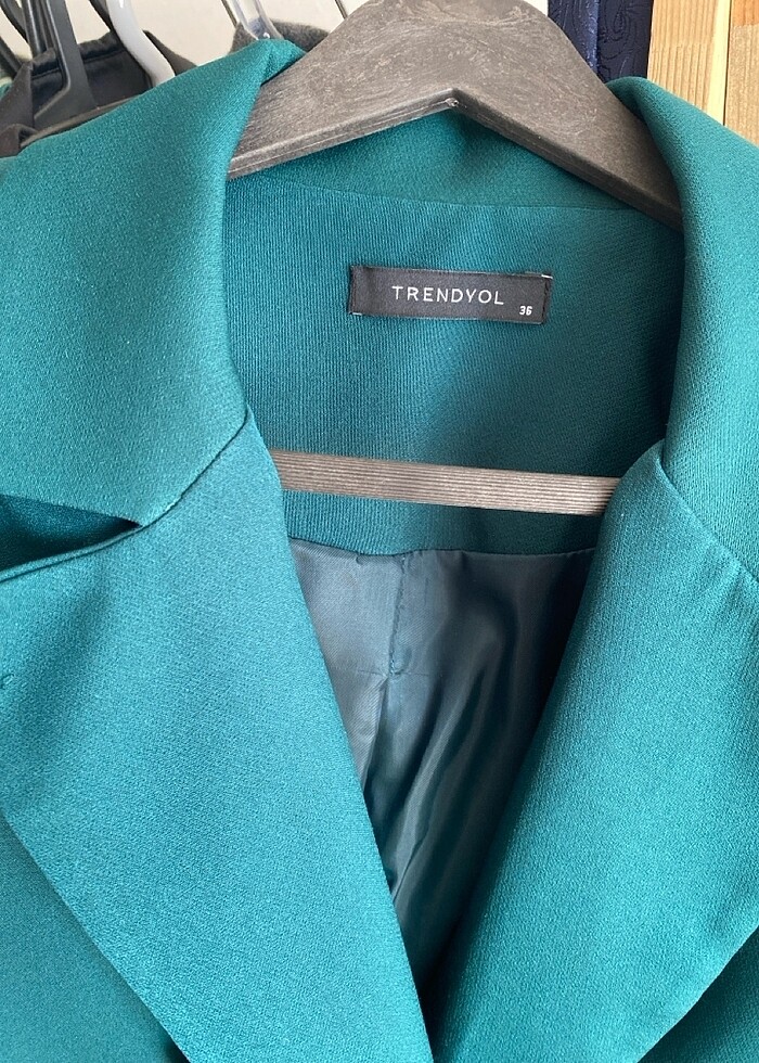 Yeşil kruvaze blazer ceket - Görsel 4