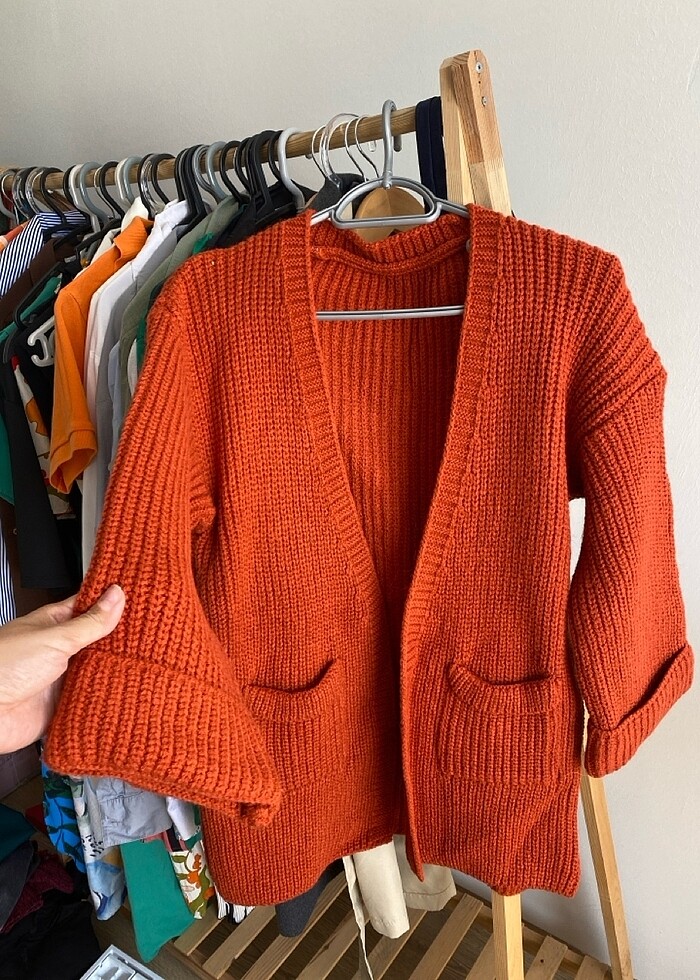 Kapri kol kiremit cepli triko hırka - Görsel 2