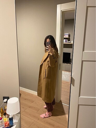 s Beden camel Renk Zara Yünlü Oversize Kaban