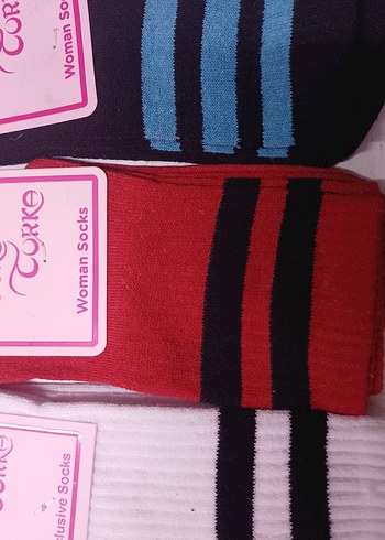 kadın uzun çizgili çorap - Görsel 2