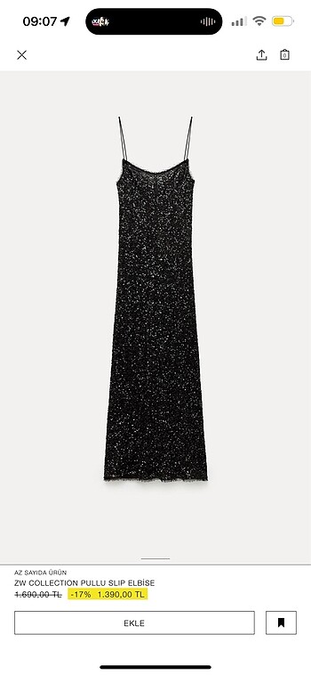 s Beden siyah Renk ZE COLLECTİON PULLU ELBİSE