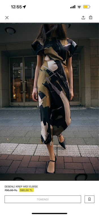 Zara Zara Saten midi elbise