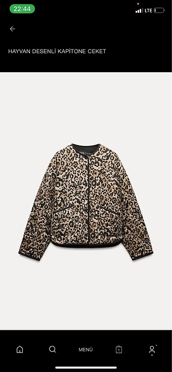 zara kapitone leopar ceket