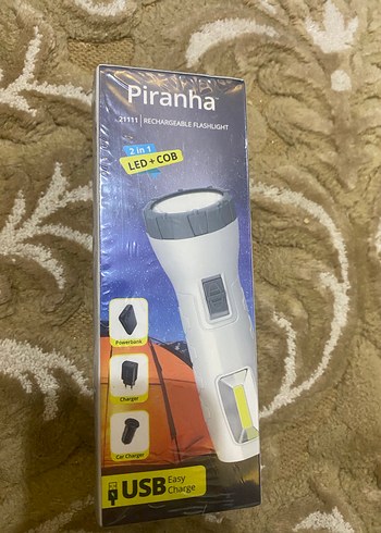 Piranha USB Şarjlı LED+COB El Feneri - Görsel 7
