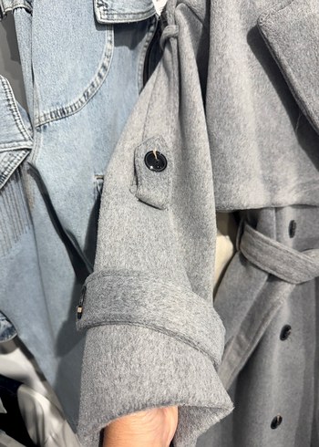 Bershka Gri Kemerli Kadın Kaban