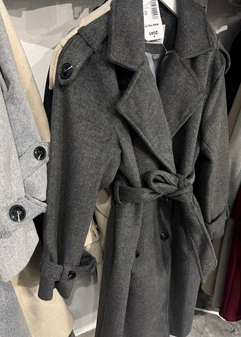 Bershka Kemerli Gri Kaban