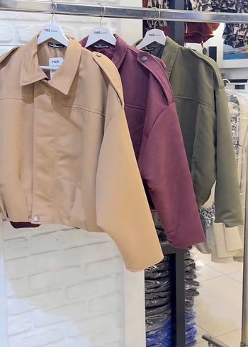 Kadın Camel Mini Ceket, Salaş Kesim, Uzun Kollu