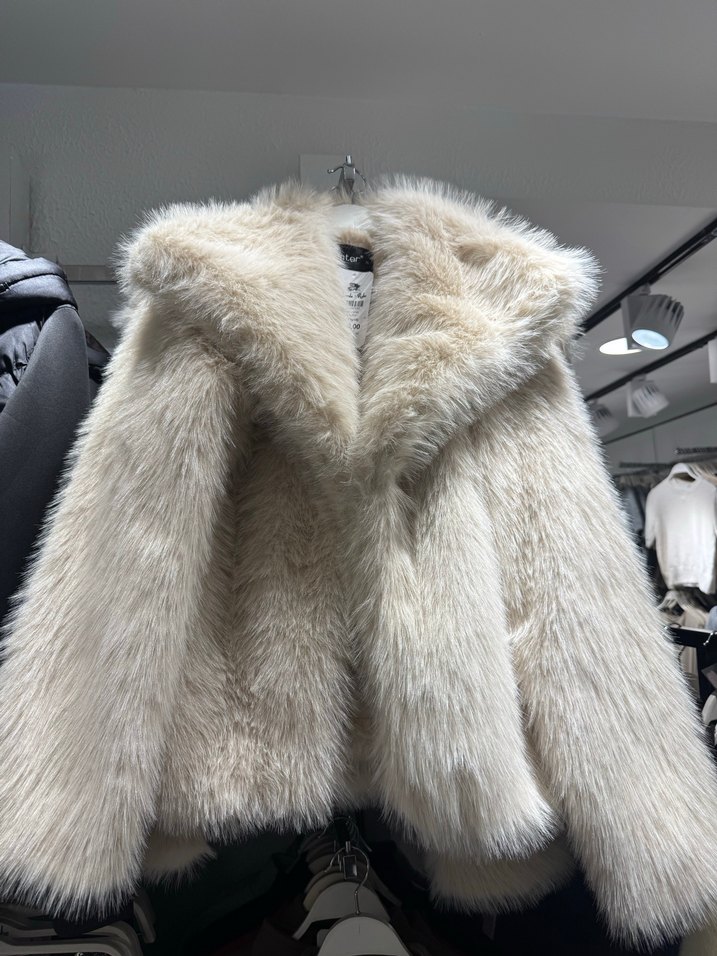 Kadın Bej Suni Kürk Ceket - Görsel 5