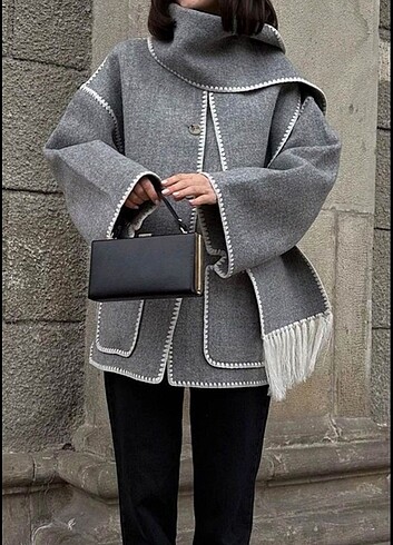 Zara Pinterest kendinden atkılı kaşe ceket