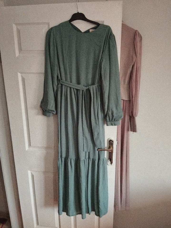 Uzun Kollu Kemerli Bohem Elbise - Görsel 3