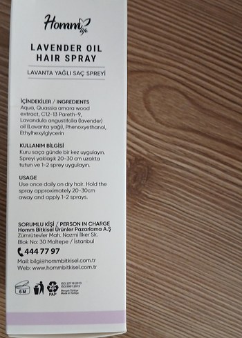 Hommo Lavanta Yağlı Saç Spreyi 50 ml - Görsel 2