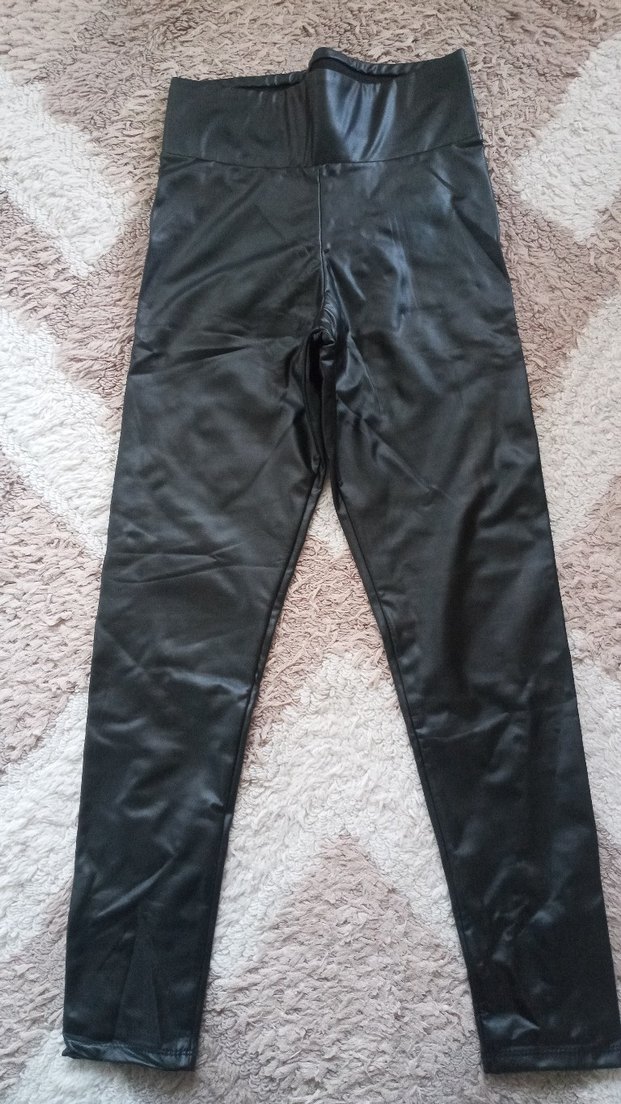 Siyah Deri Kadın Tayt - Görsel 2