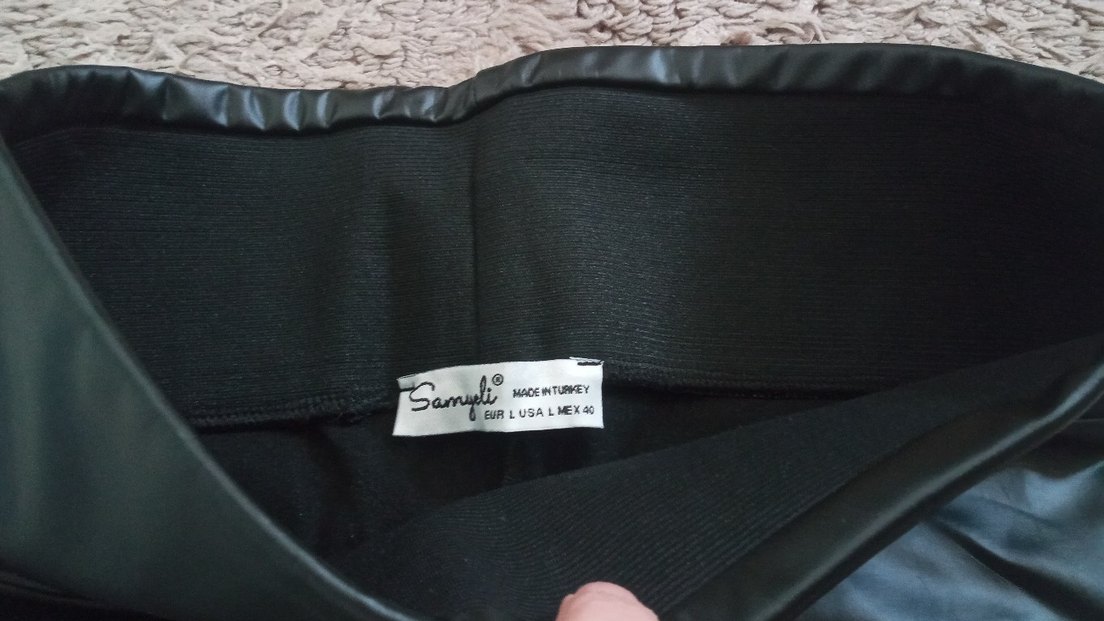 Siyah Deri Kadın Tayt - Görsel 4