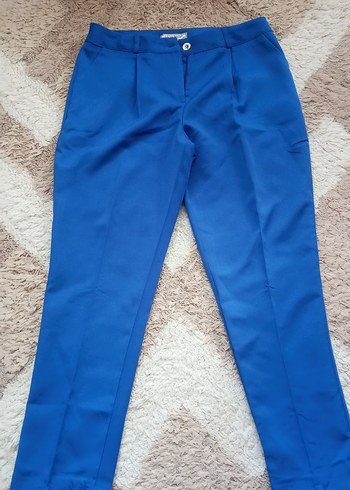 Düğmeli Mavi Kadın Blazer Ceket Pantolon Takımı - Görsel 4