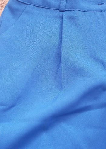 Düğmeli Mavi Kadın Blazer Ceket Pantolon Takımı - Görsel 7