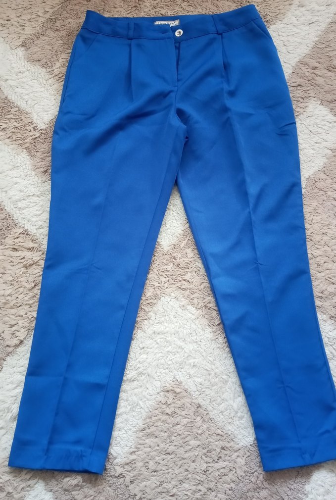 Düğmeli Mavi Kadın Blazer Ceket Pantolon Takımı - Görsel 5