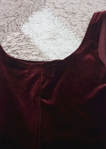 Bordo Kolsuz Süet Elbise - Görsel 4