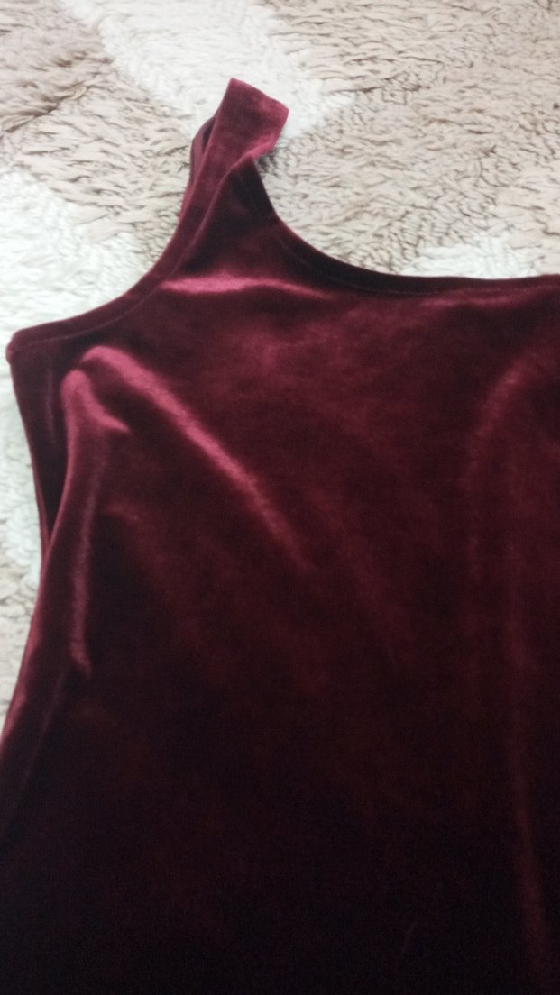 Bordo Kolsuz Süet Elbise - Görsel 2