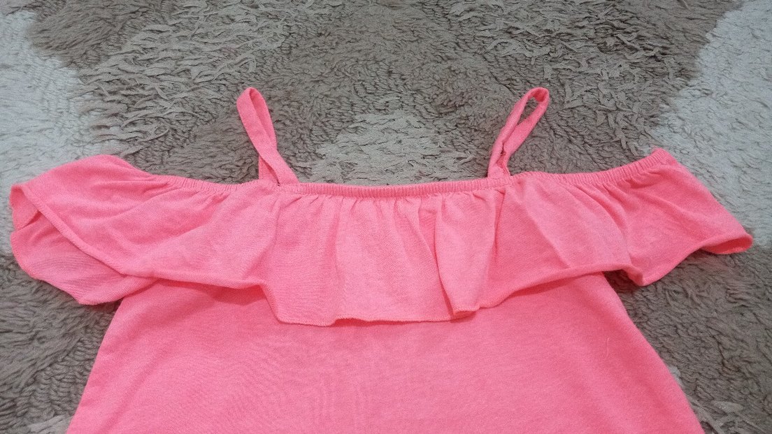 Kız Çocuk Pembe Fırfırlı Askılı Bluz - Görsel 2