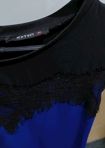 Dantel Detaylı Saks mavisi elbise - Görsel 4