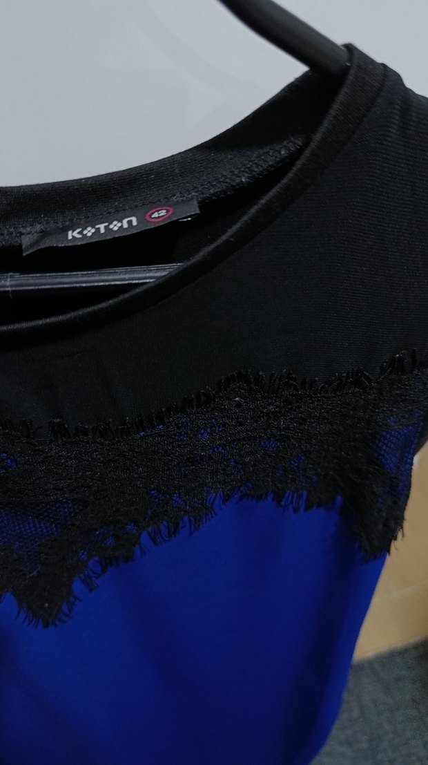 Dantel Detaylı Saks mavisi elbise - Görsel 4