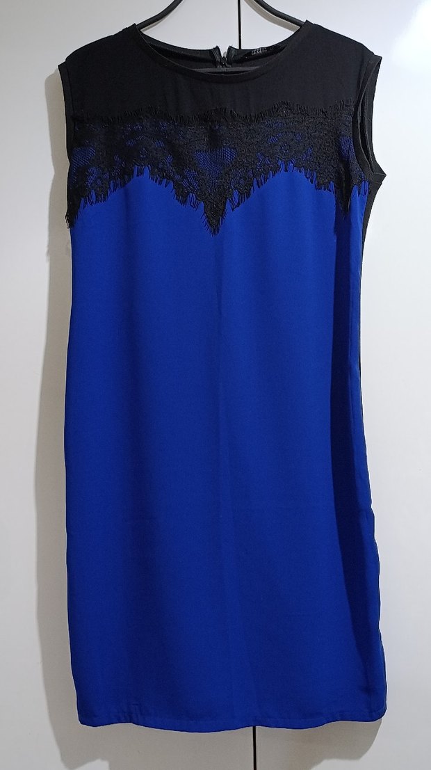 Dantel Detaylı Saks mavisi elbise - Görsel 2