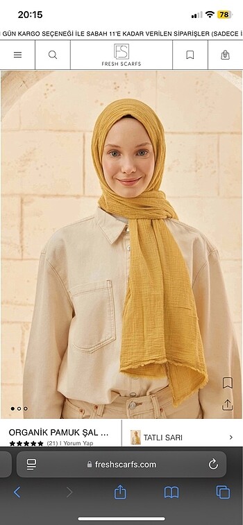 Fresh Scarfs Organik Pamuk Şal