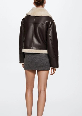 Kahverengi Kürklü Deri Kadın Kış Ceketi - Görsel 5