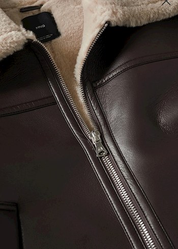Kahverengi Kürklü Deri Kadın Kış Ceketi - Görsel 6