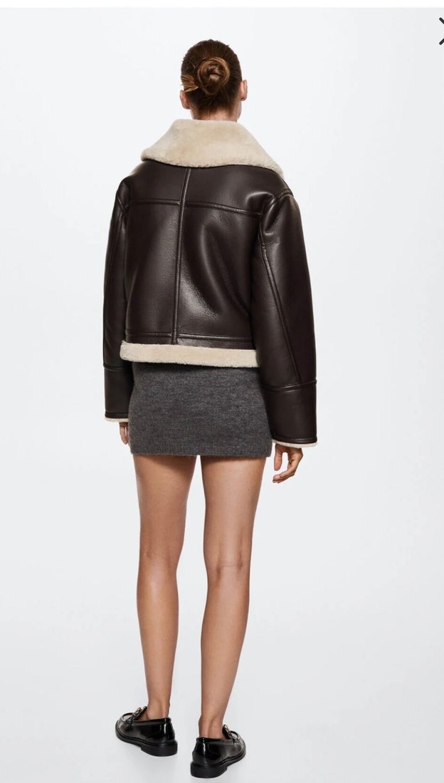 Kahverengi Kürklü Deri Kadın Kış Ceketi - Görsel 5