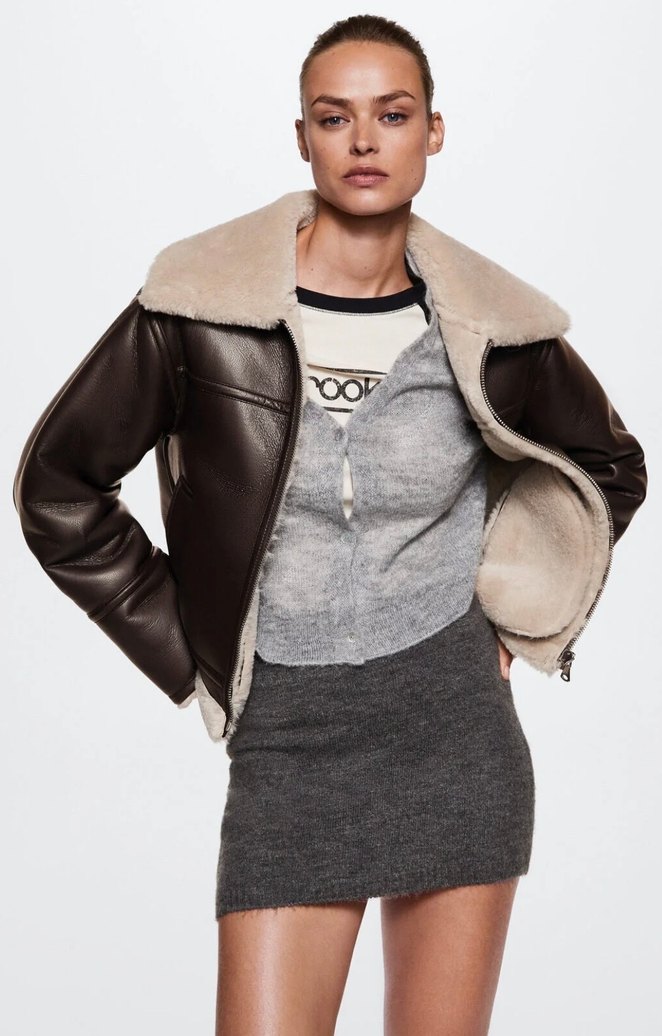 Kahverengi Kürklü Deri Kadın Kış Ceketi - Görsel 3