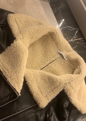 Kürk Detaylı Siyah Deri Kısa Kadın Ceket - Görsel 5