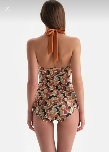 Retro Desenli Kemerli Kadın Mayo Dagi - Görsel 3