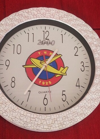 TÜRK HAVA KURUMU LOGOLU PİLLİ DUVAR SAATİ