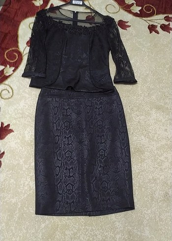 Siyah Dantelli Gotik Mini Bluz etek takim - Görsel 4