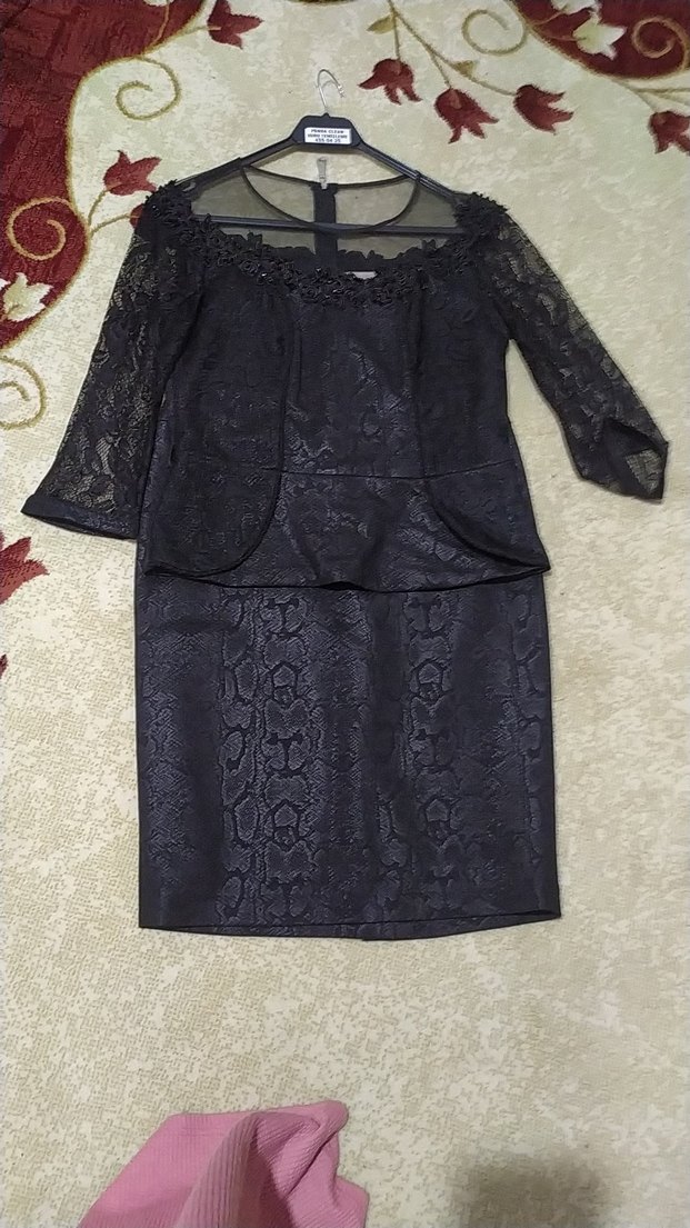 Siyah Dantelli Gotik Mini Bluz etek takim - Görsel 5