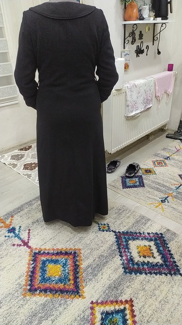 Kemerli Siyah Uzun Kadın Palto - Görsel 2