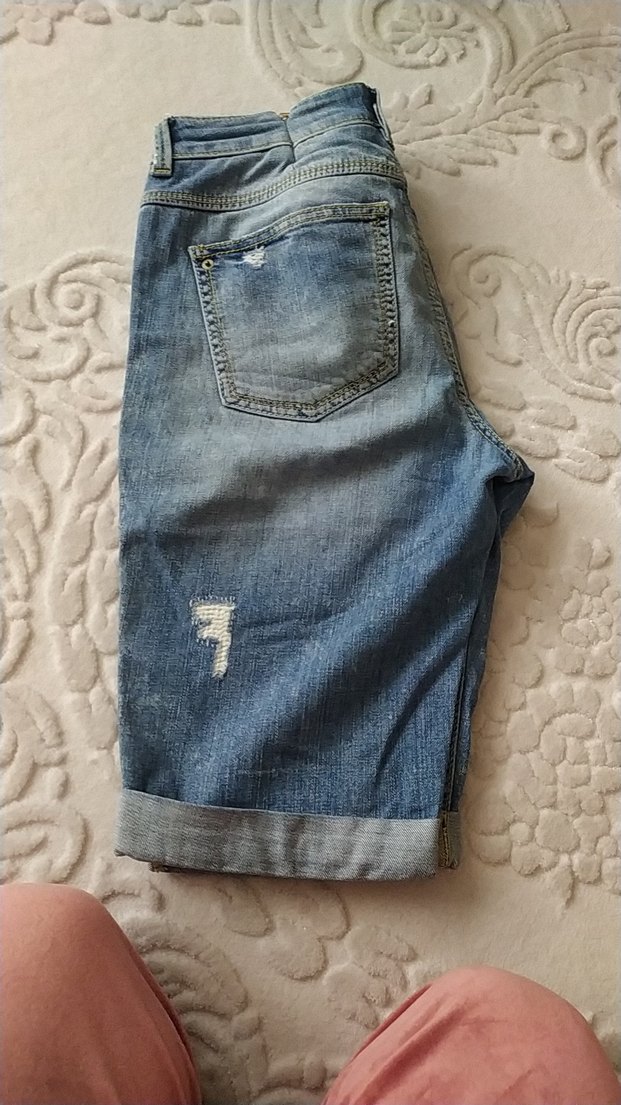 Kadın Mavi Mini Kot Şort - Görsel 2