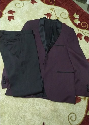 Bordo Düğmeli Erkek Takım Elbise Ceket - Görsel 5