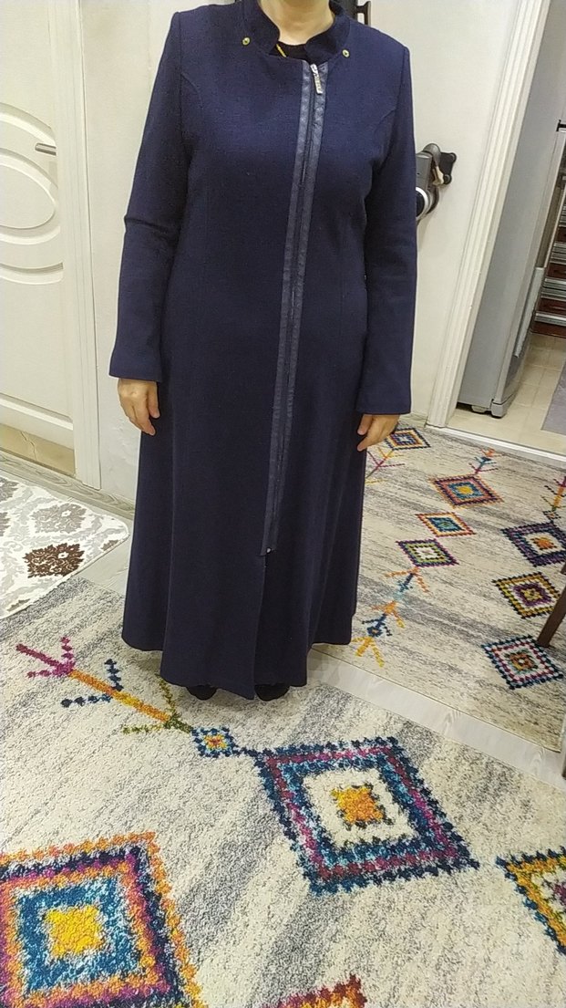 Lacivert Kadın Uzun Fermuarlı Kaban - Görsel 2