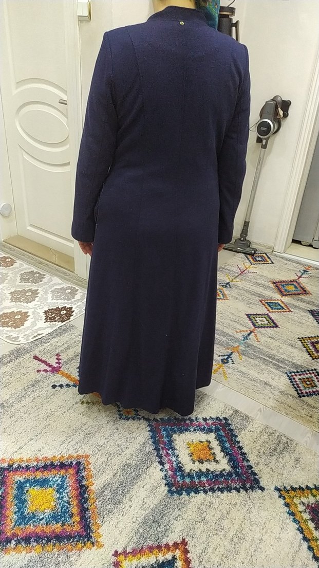 Lacivert Kadın Uzun Fermuarlı Kaban - Görsel 3