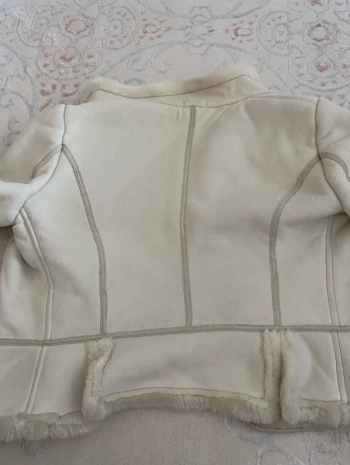 Benetton Beyaz Kürklü Mont - Görsel 3