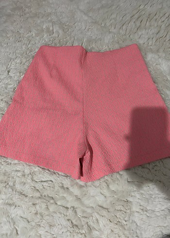 m Beden Dantel Detaylı Pembe Mini Şort