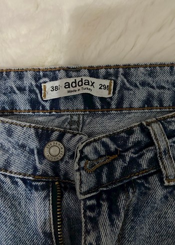 Addax Kadın Gri Mavi Bağlama Desenli Bol Paça Kot Pantolon