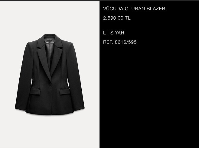 Zara zara vücuda oturan blazer