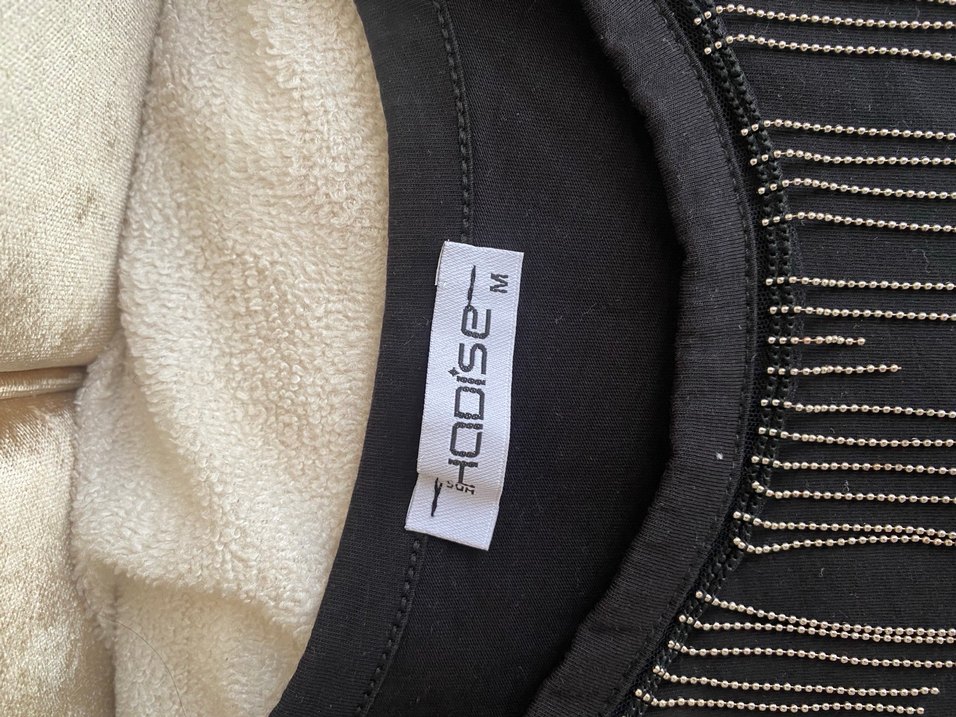 Zincir Detaylı Siyah Mini Tişört - Görsel 3