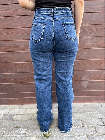 m Beden mavi Renk ZARA WİDE LEG YÜKSEK BEL LİKRALI KOT PANTOLON