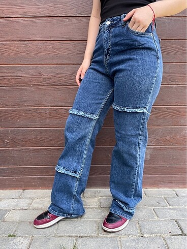 Zara ZARA WİDE LEG YÜKSEK BEL LİKRALI KOT PANTOLON