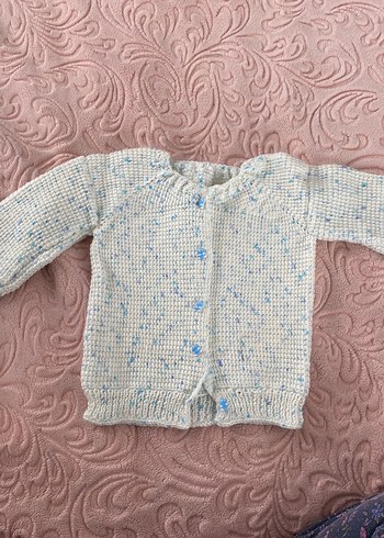 Beyaz Pastel Renkli Kısa Triko bebek el örgüsü ceket - Görsel 2