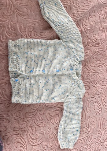 Beyaz Pastel Renkli Kısa Triko bebek el örgüsü ceket - Görsel 3